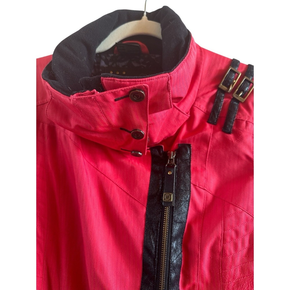 Vintage Obermeyer‎ Hot Pink Woman's Size 6 Ski Jacket Faux Leather Accents Retro - Picture 6 of 16